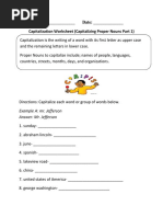 Name: - Date: - Capitalization Worksheet (Capitalizing Proper Nouns Part 1)