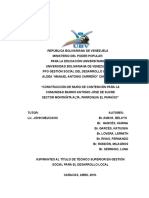 Proyecto de Construccion de Un Muro de Contencion en El Sector Montanita Alta Caracas Venezuela