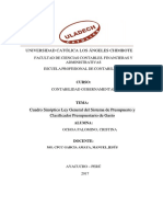 Cuadro Sinóptico Ley General Del Sistema de Presupuesto y Clasificador Presupuestario de Gasto