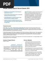 Morgan Stanley Reports Second Quarter 2018: James P. Gorman