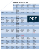 School Calendar 2017/2018 First Term: Portfolio Deliver