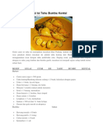 Resep Gulai Cumi Isi Tahu Bumbu Kental