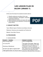 Detailed Lesson Plan in English Grade 7