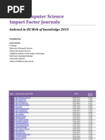 List of Computer Science Impact Factor Journals: Indexed in ISI Web of Knowledge 2015