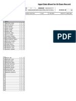 Input Data Sheet For E-Class Record: Region Division School Name School Id