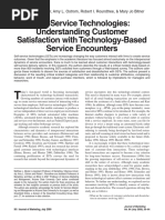 Self-Service Technologies: Understanding Customer Satisfaction With Technology-Based Service Encounters