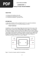 Laboratory 1 Single Phase Transformers: Objectives