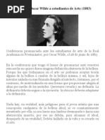 Conferencia de Oscar Wilde A Estudiantes de Arte