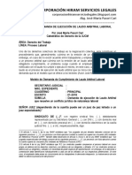 Modelo de Demanda de Ejecución de Laudo Arbitral Laboral - Autor José María Pacori Cari