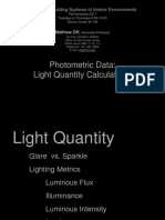 Photometric Data: Light Quantity Calculations: ART 2640, Building Systems of Interior Environments