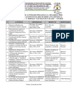 Cronograma de Actividades A Desarrollarse Durante La Vacaciones Escolares de Medio Año 2018