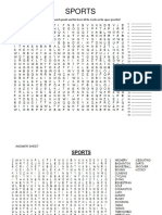 Sports: Find and Circle The Words in The Wordsearch Puzzle and List Down All The Words On The Space Provided