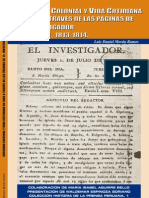 LIBRO. Daniel Morán. Sociedad Colonial y Vida Cotidiana en Lima A Través de La Páginas de El Investigador Del Perú, 2007.