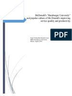 McDonald's "Hamburger University" and Popular Culture of MC Donald's Improving Service Quality and Productivity by Jorge Yeshayahu Gonzales-Lara