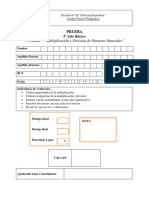 Prueba 6° Año Matemática Patrones