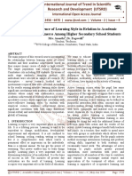 A Study On Preference of Learning Style in Relation To Academic Achievement in Commerce Among Higher Secondary School Students