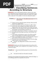 Worksheet 121 Classifying Sentences According To Structure