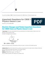 Important Questions For CBSE Class 12 Physics Gauss's Law PDF