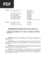 Cabadbaran Sanggunian Resolution No. 2015 111