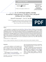 On The Use of Verb-Based Implicit Causality in Sentence Comprehension: Evidence From Self-Paced Reading and Eye Tracking