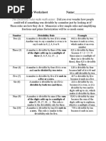 Divisibility Rules Worksheet