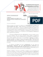 Oficio - 190 CGTP Exigiendo A Congreso de La República Celeridad en Debate de Leyes Laborales