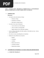 Unit 1: Introduction: Theoretical Perspectives & Contemporary Issues On Dispensing & Patient Medication Counseling