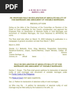 Re: Proposed Rule On Declaration of Absolute Nullity Of: Void Marriages and Annulment of Voidable Marriages. Resolution