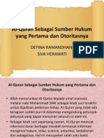 Al-Quran Sebagai Sumber Hukum Yang Pertama Dan Otoritasnya