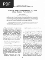 Does The Ordering of Questions in A Test Affect Student Performance?