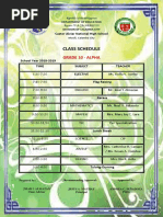 Class Schedule: Grade 10 - Alpha