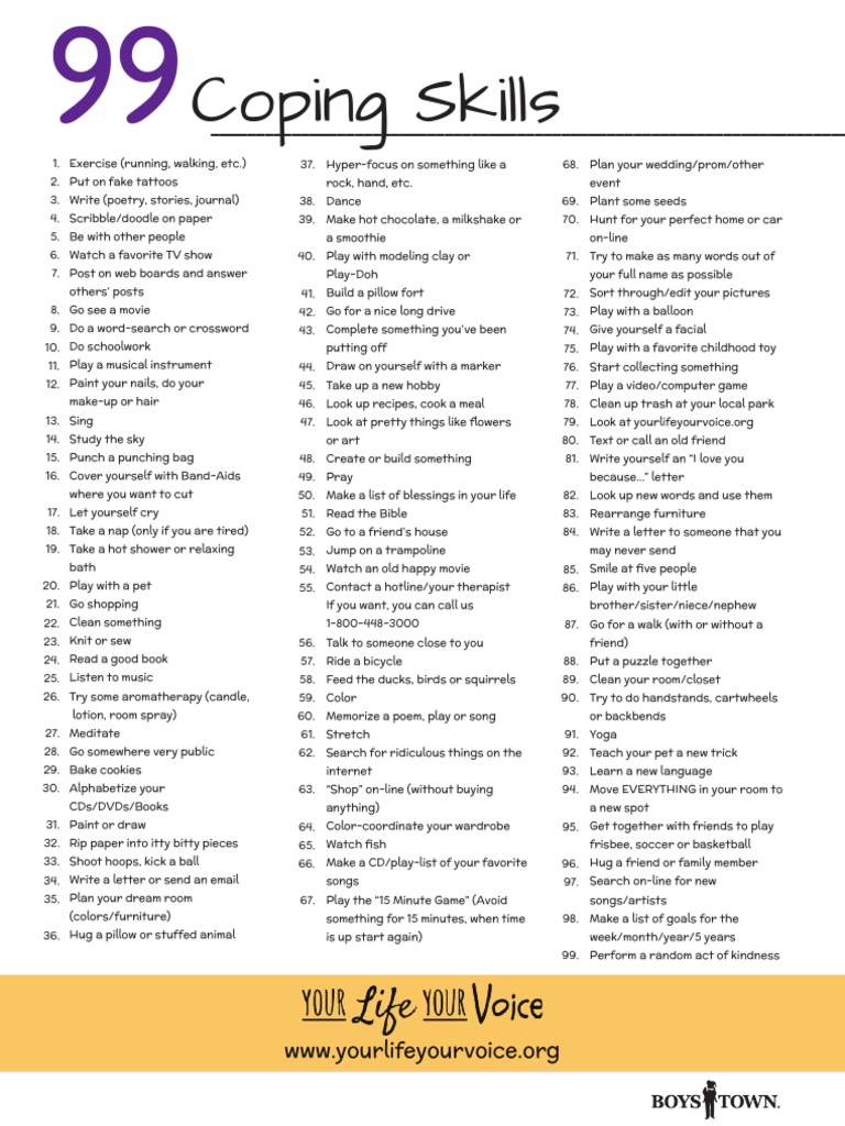 Coping Skills Printable