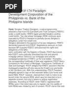 G.R. No. 191174 Paradigm Development Corporation of The Philippines vs. Bank of The Philippine Islands