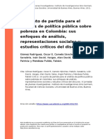 Un Punto de Partida para El Analisis de Politica Publica Sobre Pobreza en Colombia