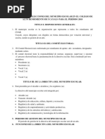 Reglamento de Elecciones Del Municipio Escolar en El Colegio de Alto Rendimiento de Ucayali