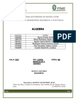 Algebra: Facultad de Ingeniería Mecánica Y Eléctrica Universidad Autónoma de Nuevo León