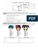 FURTHER SCHOOL OF ENGLISH - Midterm Exam - August 2017: Teens 2