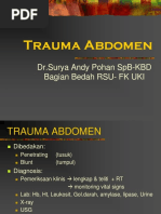 Trauma Abdomen: DR - Surya Andy Pohan SPB-KBD Bagian Bedah Rsu-Fk Uki