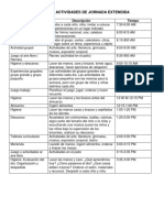 Horario de Actividades de Jornada Extendida