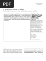 A Revised Nomenclature For Allergy: Position Paper