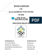 Project Report ON Management Functions in Sbi: Submitted To Submitted by