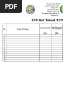 Kcs Got Talent Scoresheet: No. Name of Group 20% 25&