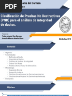 Clasificación de Pruebas No Destructivas para El Análisis de Integridad de Ductos.