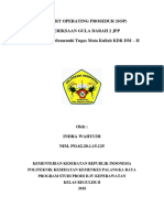 Standart Operating Prosedur (Sop) Pemeriksaan Gula Darah 2 JPP Disusun Untuk Memenuhi Tugas Mata Kuliah KDK DM - II