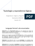 Tautología y Equivalencia Lógicas