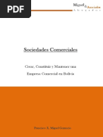 Sociedades Comerciales. Crear Constituir y Mantener Una Empresa Comercial en Bolivia PDF