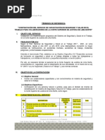 TDR Contratacion de Capacitacion SST - 2018