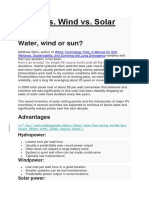 Hydro vs. Wind vs. Solar Power?: Water, Wind or Sun?