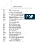 Mental Ability and Intellectual Tests: Comprehensive List