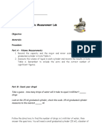 Metric Measurement Lab: Objective: Materials: Procedure